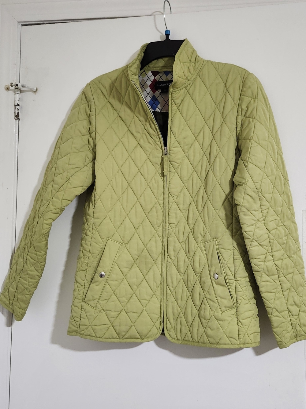 Lands' End Quilted Light Green Puffer Jacket